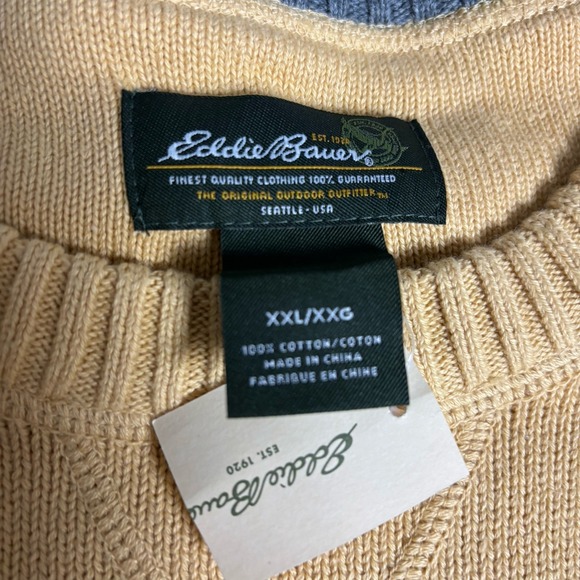 Eddie Bauer Men's XXL Heavy Knit Cotton Crew Neck Chamois Y2K Sweater New - Picture 3 of 9